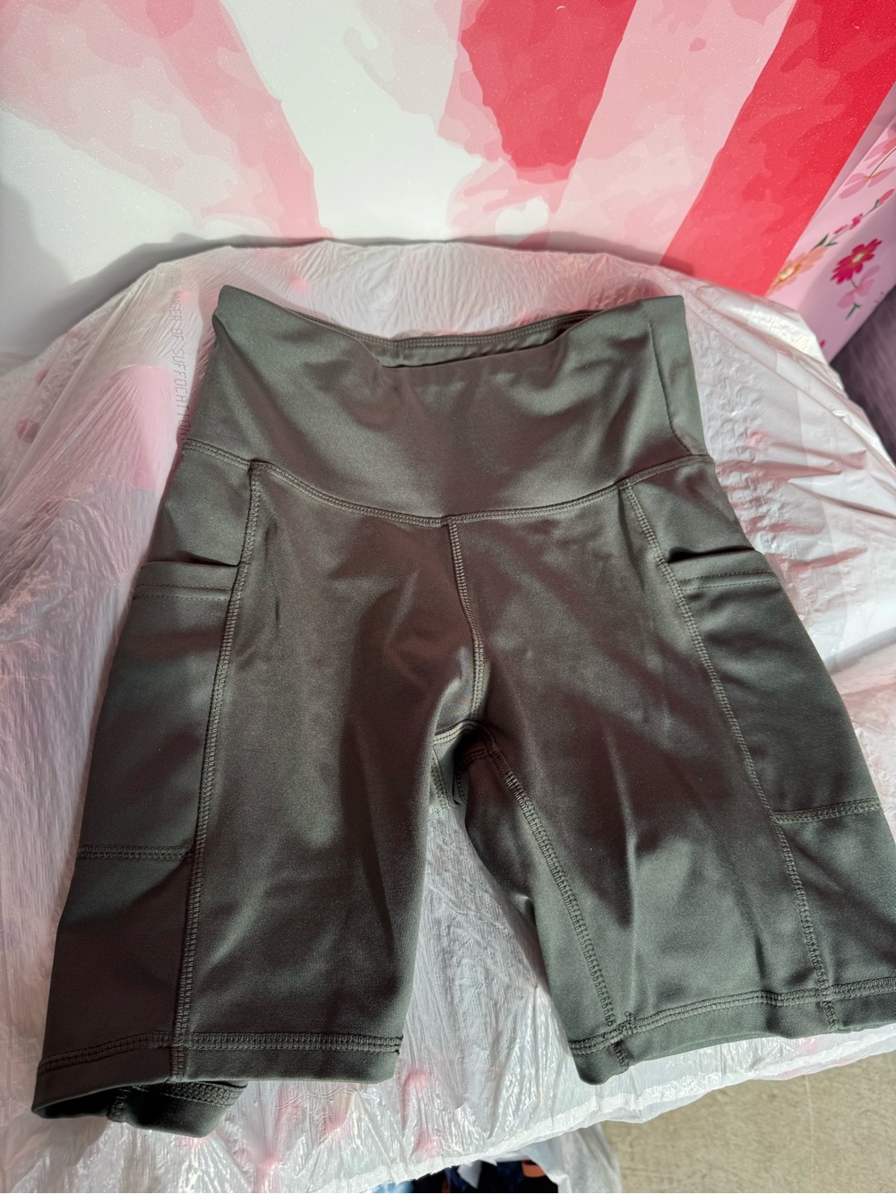 Women’s High-Rise Black Athletic Bike Shorts with Pockets